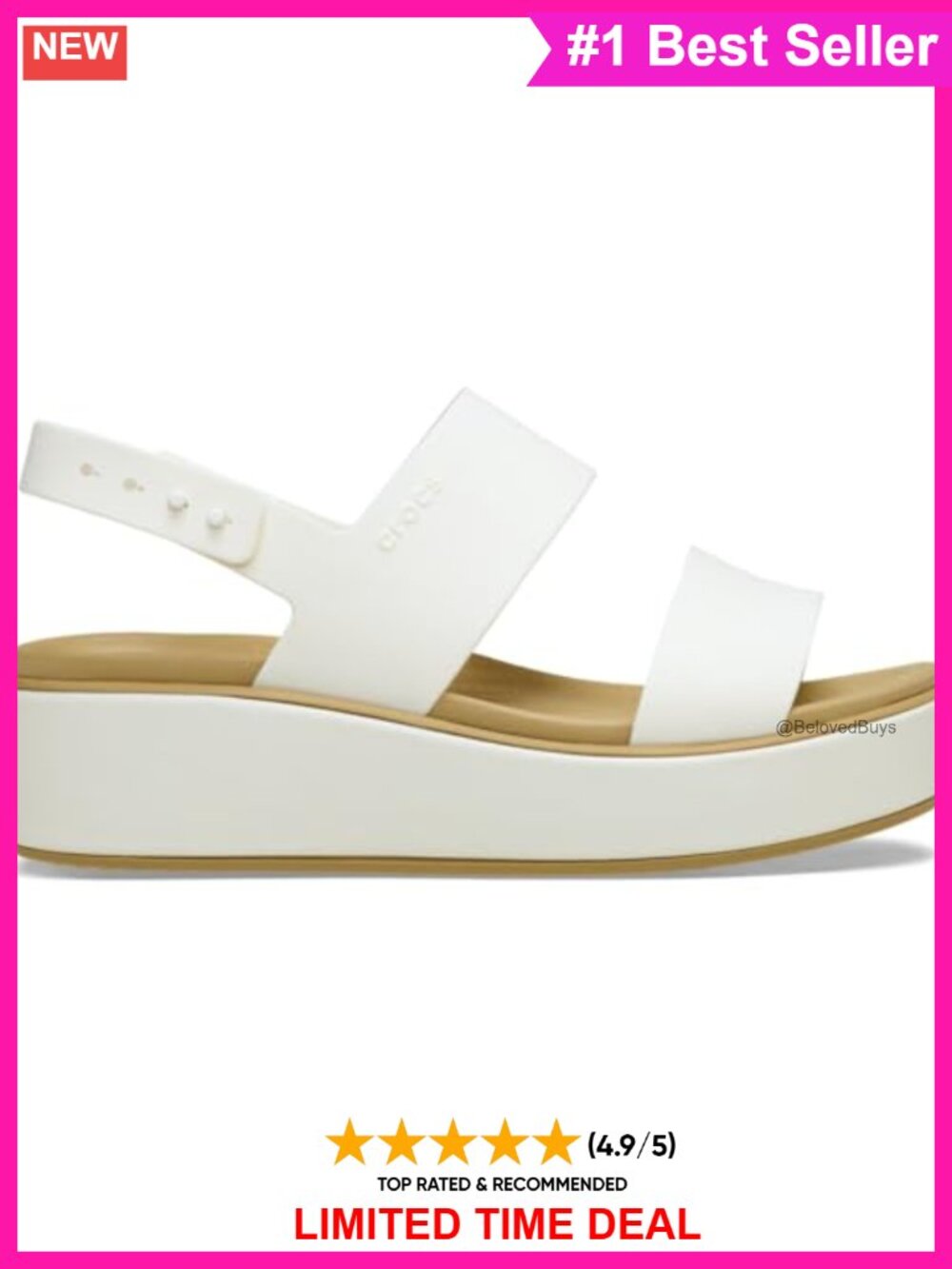Crocs Brooklyn Low Wedge Sandals Open Toe Adjustable Buckle Comfortable